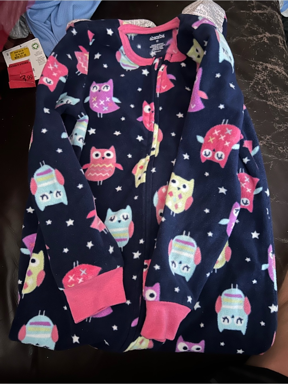 Lot Of 2 Girl’s Size 5T ABSORBA Fleece Footed Pajamas Owl Themed